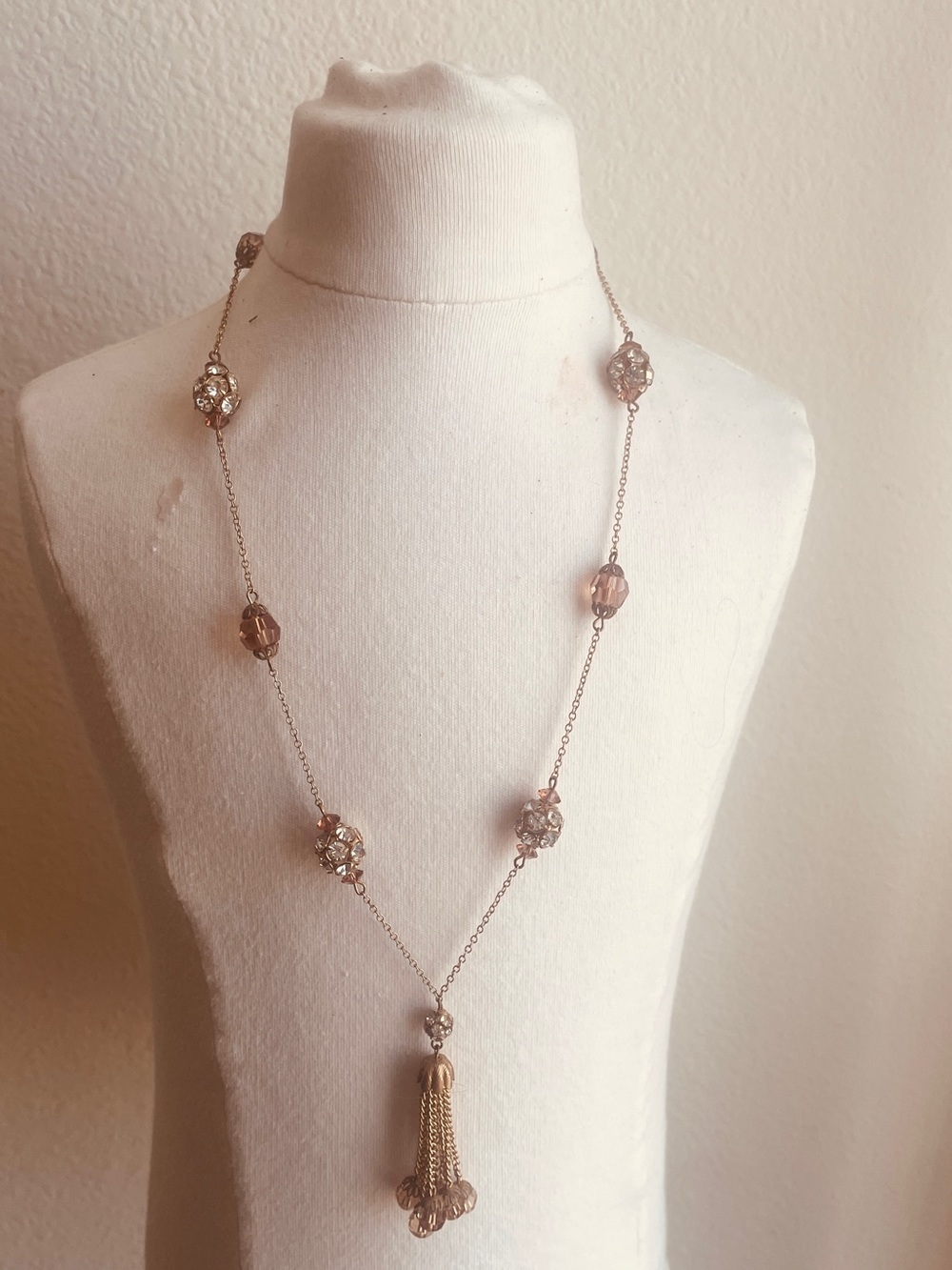 Monet Tassel strand necklace with disco ball sparkling beads decorative tassel